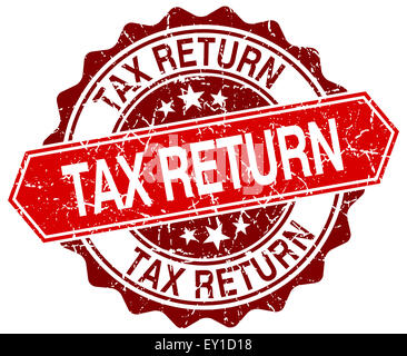 tax return red round grunge stamp on white Stock Photo