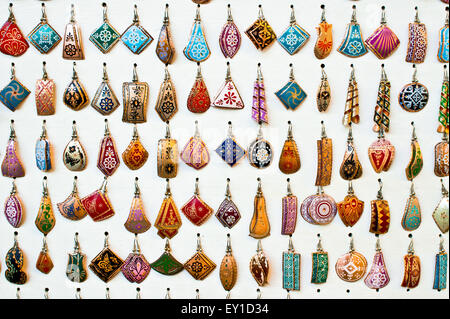 Selection of traditional turkish earrings on display in a store