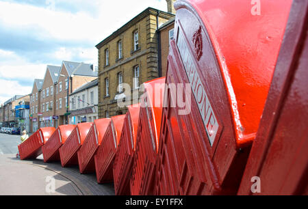 David Mach's Red Public Telephone Boxes in Kingston Upon Thames, Surrey, England, U.K. Stock Photo