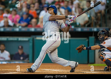 Houston, Texas, USA. 19th July, 2015. Texas Rangers third baseman Adrian Beltre (29) bats during the 1st inning of a Major League Baseball game between the Houston Astros and the Texas Rangers at Minute Maid Park in Houston, TX. The Astros won 10-0. Credit:  Cal Sport Media/Alamy Live News Stock Photo