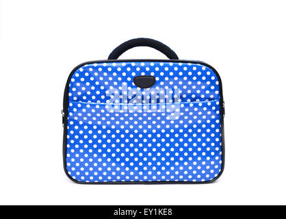 handle blue travel bag isolated on white background Stock Photo