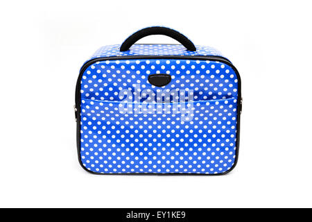 handle blue travel bag isolated on white background Stock Photo