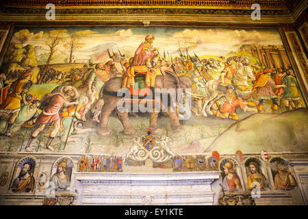 Hannibal in Italy. A fresco by Jacopo Ripanda in the Hall of Hannibal Capitoline Museum in Rome. Stock Photo