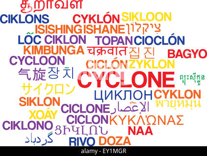 Background concept wordcloud multilanguage international many language illustration of cyclone storm Stock Photo