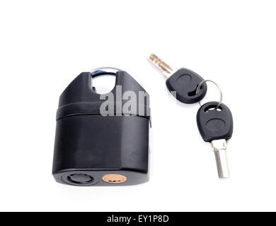 padlock with key isolated on white background Stock Photo