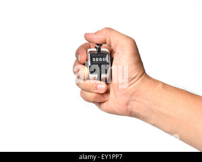 hanad hold counter equipment isolated on white background Stock Photo