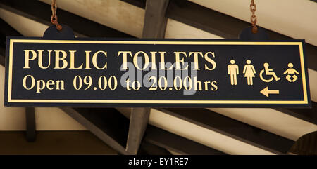 Signboard of toilette in Gibraltar (UK) Stock Photo