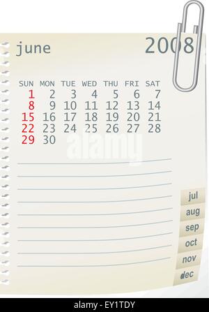 2008 calender whith a blanknote paper - vector illustration Stock Vector