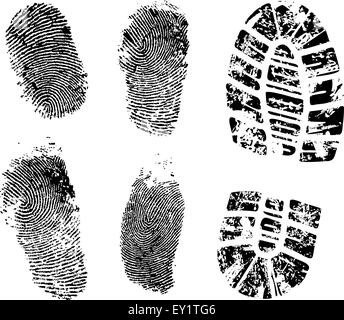 Detailed finger and boot print - vector illustration Stock Vector