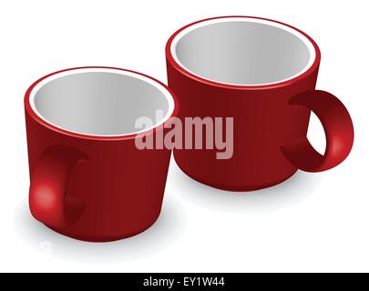 two red coffee cups - vector illustration Stock Vector