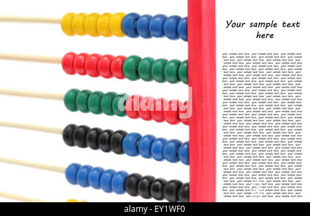 closeup studio shot of a wooden abacus isolated over white background - place for your text Stock Photo