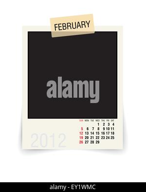 calendar with blank photoframe - vector illustration Stock Vector