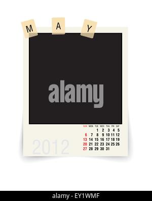 calendar with blank photoframe - vector illustration Stock Vector