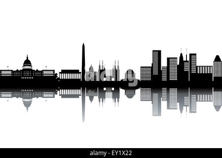 Washington skyline - black and white vector illustration Stock Vector