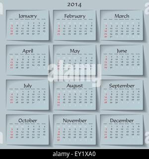 2014 calendar - vector illustration Stock Vector