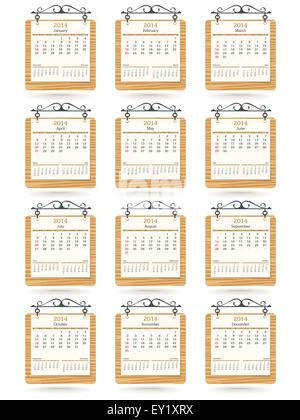 2014 calendar - vector illustration Stock Vector