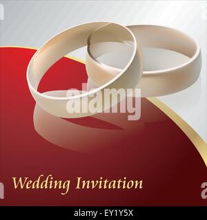 wedding invitation with rings - vector illustration Stock Vector