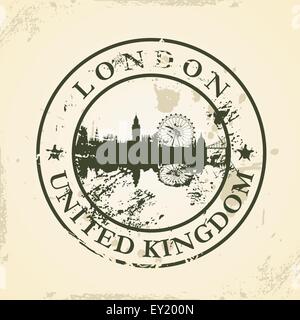 Grunge rubber stamp with London, United Kingdom - vector illustration Stock Vector