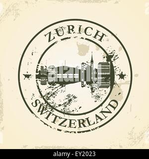 Grunge rubber stamp with Zurich, Switzerland - vector illustration Stock Vector