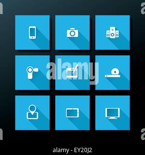 Flat media icon set - vector illustration Stock Vector