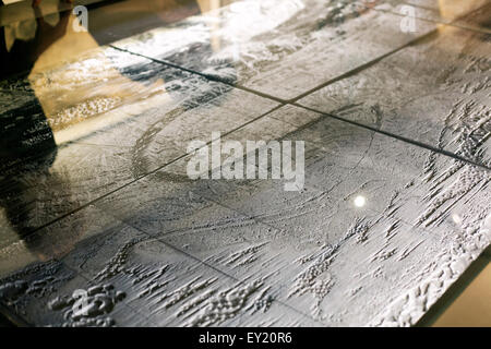 Museo Correr: Jacopo de'Barbari's map of Venice with wood carving   Venice on May 18, 2015. Woodcut aerial view Map of Venice made of six wooden blocks made in 1500.(CTK Photo/Krystof Kriz) Stock Photo