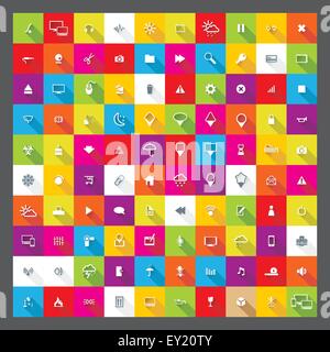 100 popular web icons with shadows, eps 10 - vector illustration Stock Vector