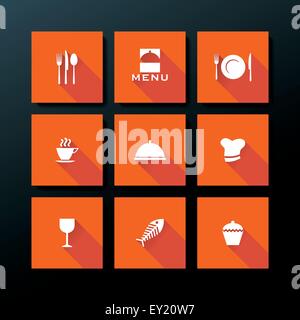 Flat restaurant icon set - vector illustration Stock Vector