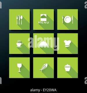 Flat restaurant icon set - vector illustration Stock Vector