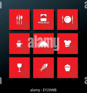 Flat restaurant icon set - vector illustration Stock Vector