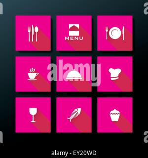Flat restaurant icon set - vector illustration Stock Vector