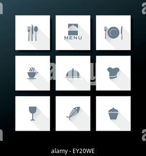 Flat restaurant icon set - vector illustration Stock Vector