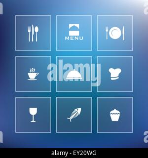 Flat restaurant icon set - vector illustration Stock Vector