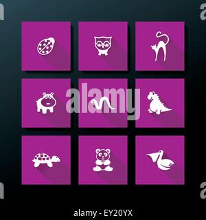 Flat baby toy icon set - vector illustration Stock Vector