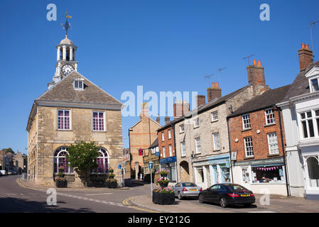 Brackley town hall and high street. Northamptonshire. England Stock Photo