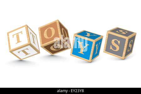 TOYS written with alphabet blocks - vector illustration Stock Vector