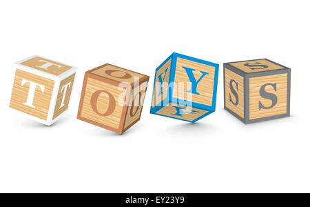 TOYS written with alphabet blocks - vector illustration Stock Vector