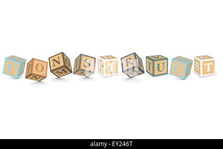 CONSTRUCT written with alphabet blocks - vector illustration Stock Vector