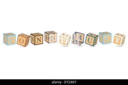 CONSTRUCT written with alphabet blocks - vector illustration Stock Vector