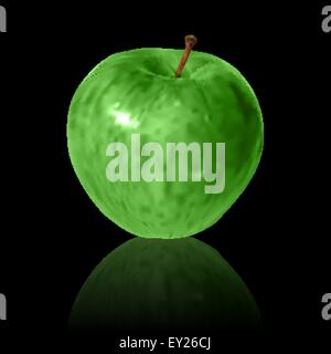 green vector apple isolated on black background Stock Vector