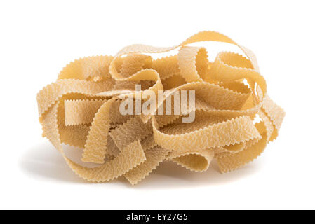 Pappardelle italian pasta isolated on white background Stock Photo