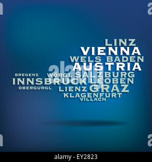 Austria map made with name of cities - vector illustration Stock Vector