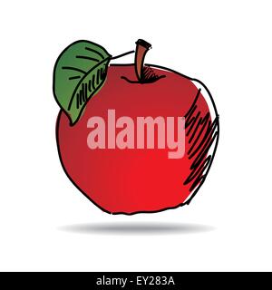 Freehand drawing apple icon - vector eps 10 illustration Stock Vector