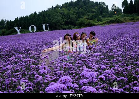 Xiangxi, China's Hunan Province. 20th July, 2015. Tourists pose for photos at a lavender garden in Fengghuang County, Xiangxi Tujia-Miao Autonomous Prefecture, central China's Hunan Province, July 20, 2015. Credit:  Peng Biao/Xinhua/Alamy Live News Stock Photo