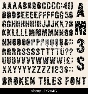 Broken tiles (trencadis) typeset with different solutions for each type Stock Vector