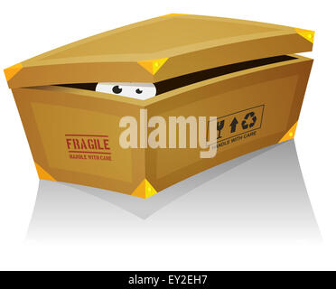 Cartoon illustration of a cardboard box hiding a secret Stock Photo - Alamy