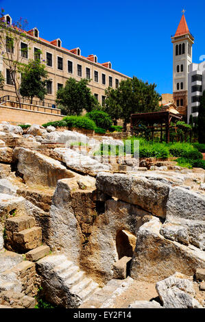 Roman Baths, archaeological excavation  in the center of  Beirut. Lebanon. Stock Photo