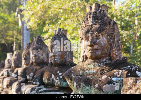 Prasat Bayon temple gate statues, Angkor, Cambodia Stock Photo