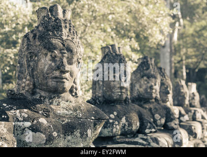 Prasat Bayon temple gate statues, Angkor, Cambodia Stock Photo