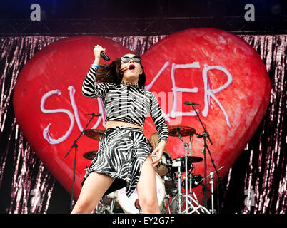 Charli XCX performs on the BBC Radio One stage at T In The Park Festival at Strathallan Castle on July 11, 2015 in Strathallan Stock Photo