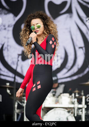 STRATHALLAN, UNITED KINGDOM - JULY 12: Ella Eyre performs on the main stage at the  T In The Park Festival at Strathallan Castle Stock Photo